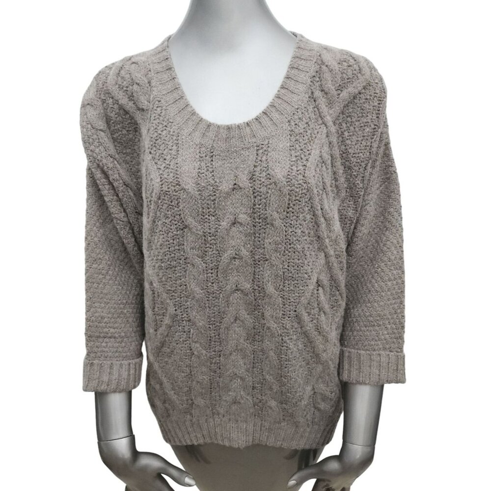 360 Sweater NWT Alpaca Sweater Large Merino Wool Ribbed Brown Top